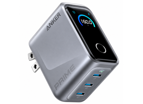 Anker Prime 160W 3-Port USB-C GaN Charger with Smart Display Black